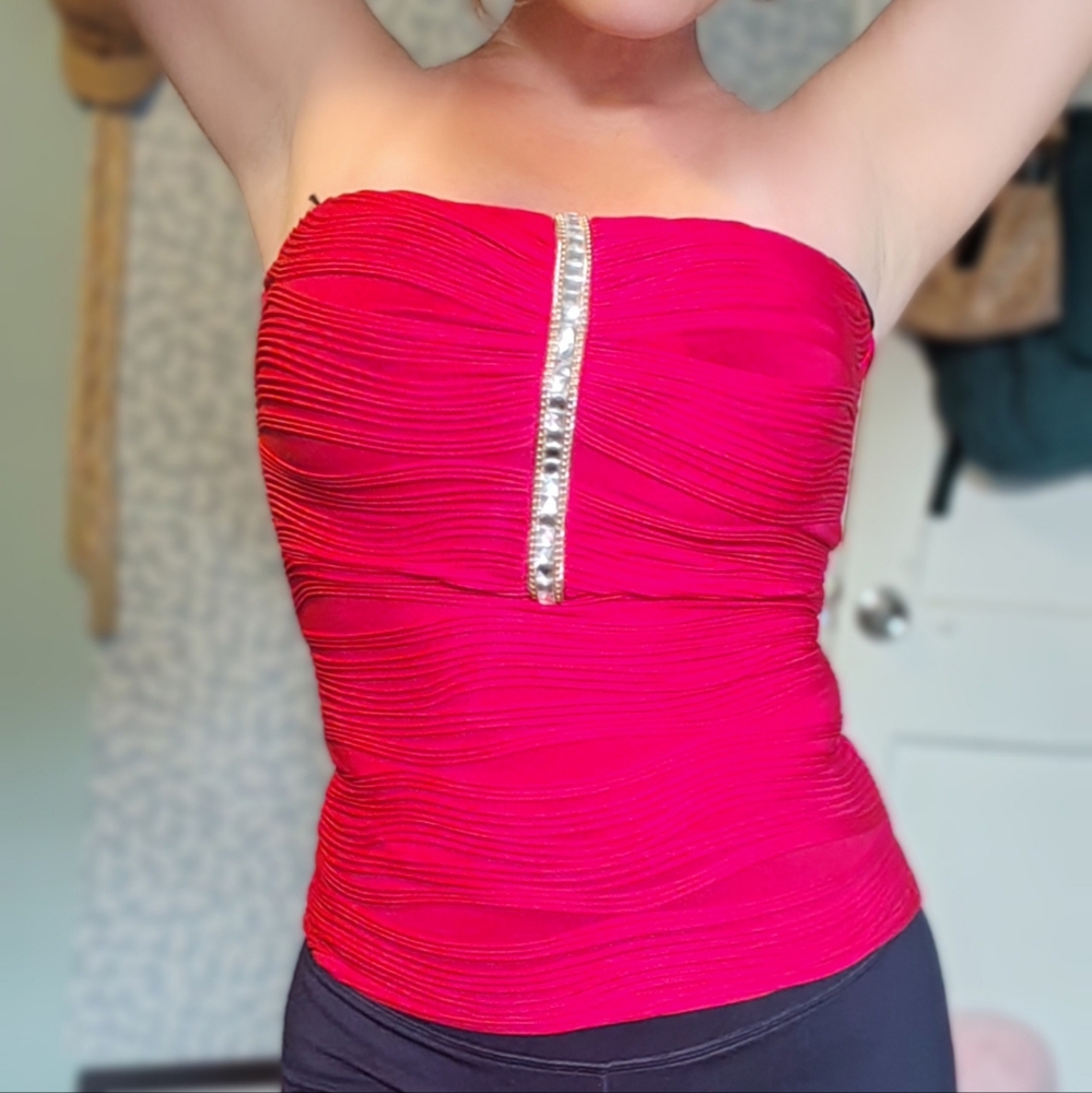 Vibrant Red Strapless Top